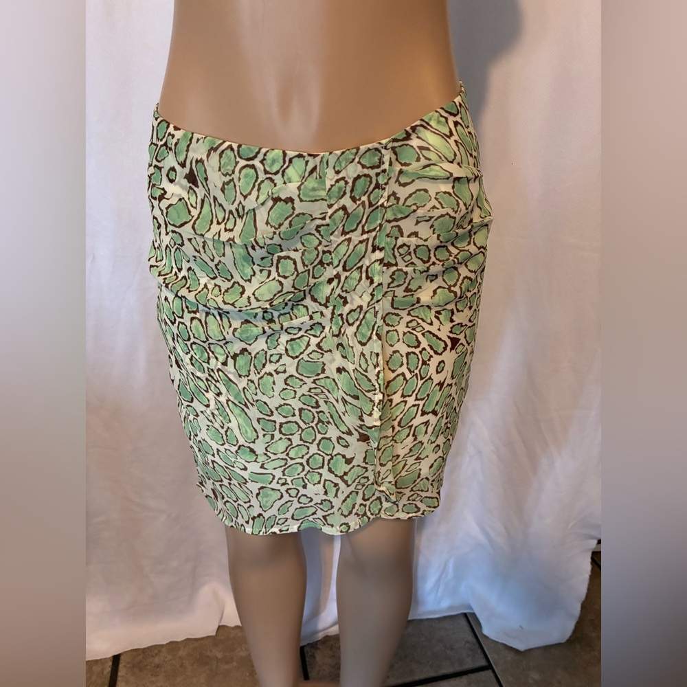J.O.A. Green Animal Print Pencil Skirt